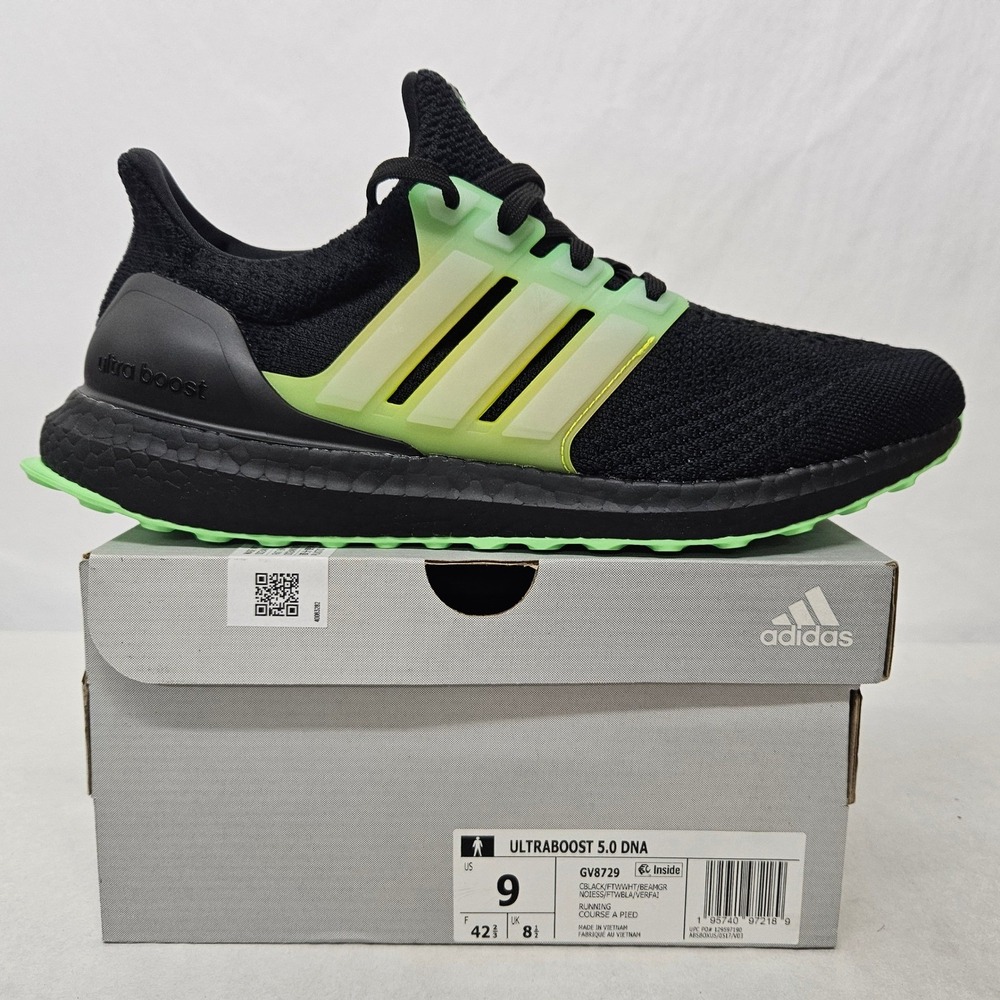 Adidas Ultraboost 5.0 DNA Running Shoes GV8729 Black Beam Green Men's Size 9